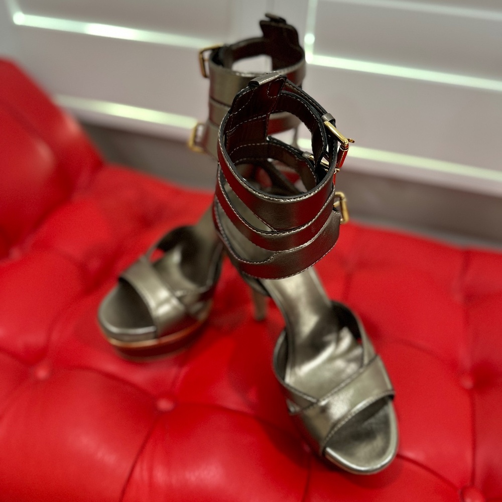 Gucci Metallic Gladiator Heels